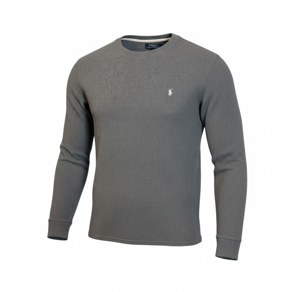 Polo Ralph Lauren Shirt Mens L Gray Waffle Knit Thermal Long Sleeve Preppy